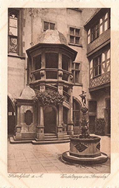 AK Frankfurt a.M. (60306) Wendeltreppe im Römerhof, n. gelaufen