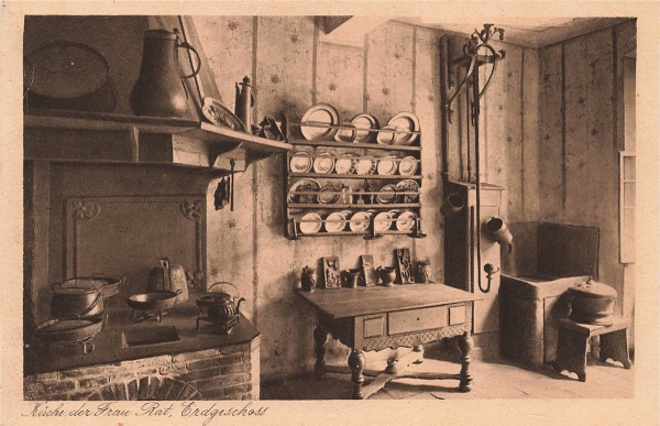 AK Frankfurt a.M. (60306) Goethehaus - Küche der Frau Rat, gelaufen am 13.04.1927 (Frankfurt)