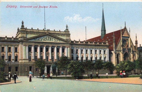 AK Leipzig (04103) Leipzig, Universität und Paulier Kirche, gelaufen am 26.07.1016 (Leipzig)