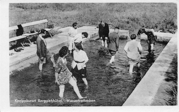 AK Bad Gottleuba-Berggießhübel (01816) Kneippkurort - Wassertretbecken, n. gelaufen