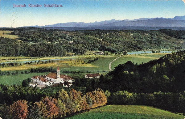 AK Schäftlarn (82067) Jsartal: Kloster Schäfflarn, gelaufen (n. zuerkennen)