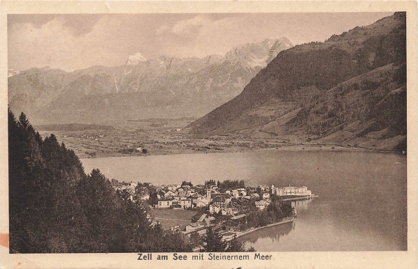 AK Zell am See (5700) Zell am See mit Steinernem Meer, gelaufen 18.09.1942 (Maishofen)