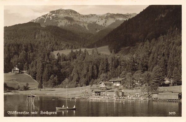 AK Unterwössen (83246) Wössener See mit Hochgern - Naturfreibad, n. gelaufen