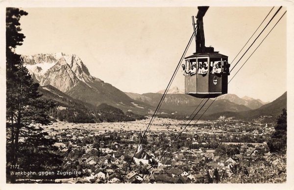 AK Garmisch-Partenkirchen (82467) Wankbahn gegen Zugspitze, n. gelaufen