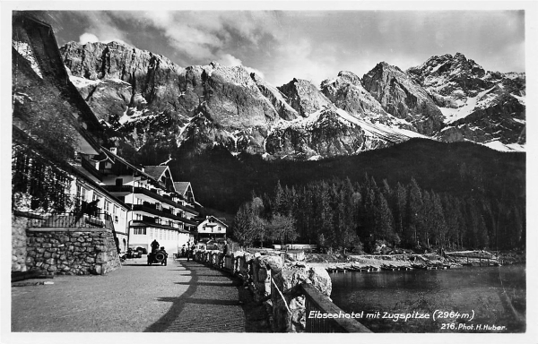 AK Garmisch-Partenkirchen (82467) Eibseehotel mit Zugspitze (2964m), n. gelaufen