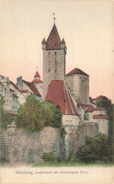 AK Nürnberg (90402) Luginsland mit fünfeckigem Turm, n. gelaufen