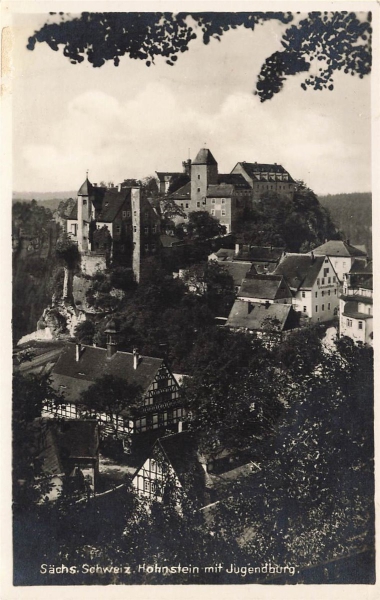 AK Hohnstein (01848), Hohnstein mit Jugendburg, n. gelaufen