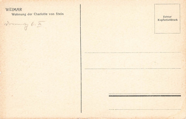 AK Weimar (99423), Wohnung von Charlotte v. Stein, n. gelaufen