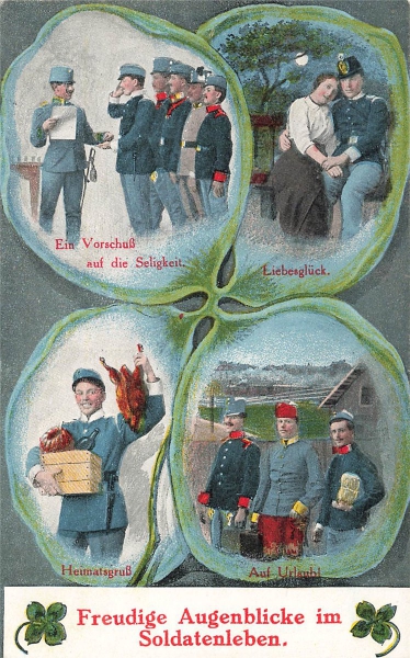 AK Künstlerkarte, 1. Weltkrieg, "Freudige Augenblicke im Soldatenleben", n. gelaufen