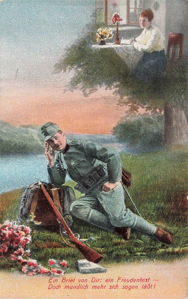 AK Künstlerkarte, 1.WK, Ung / Österreich Armee, "Ein Brief von dir...", n. gelaufen