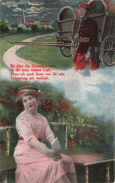 AK Künstlerkarte, 1.WK, Ung / Österreich Armee, "Es eilen die Gedanken...", n. gelaufen