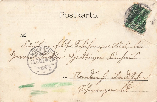 AK Künstlerkarte, "Das Haus am Rhein", gelaufen am 21.05.1900