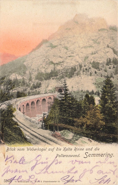AK Semmering (A-01796 ), Blick von Werbekogel auf die kalte Rinne, gelaufen