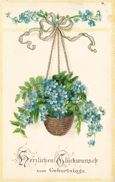 AK Weltpostverein, "Herzlichen Glückwunsch zum Geburtstag", gelaufen 13.02.1910