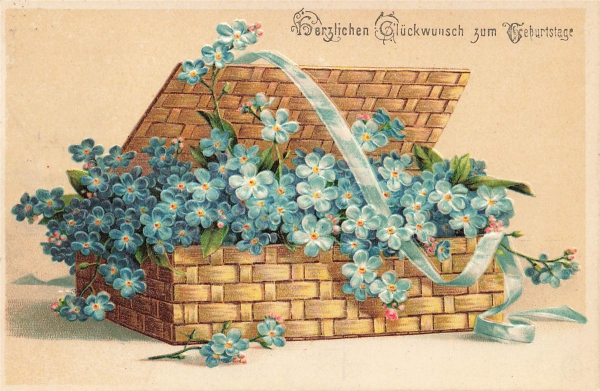 AK Weltpostverein, "Herzlichen Glückwunsch zum Geburtstag", gelaufen 18.02.1909
