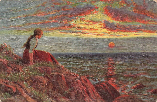 AK Künstlerkarte "Scheidende Sonne", n. gelaufen
