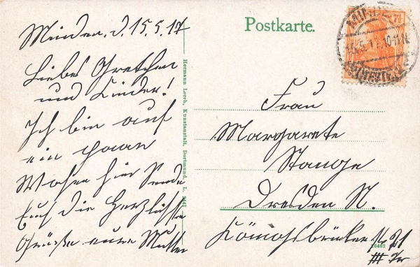 AK Künstlerkarte,"Schaumburg-Lippische , Landestracht", gelaufen am 15.05.1917