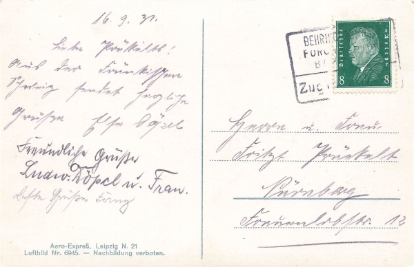 AK Gößweinstein (91327), Orig. Fliegeraufnahme von Gößweinstein, gelaufen 16.09.1931