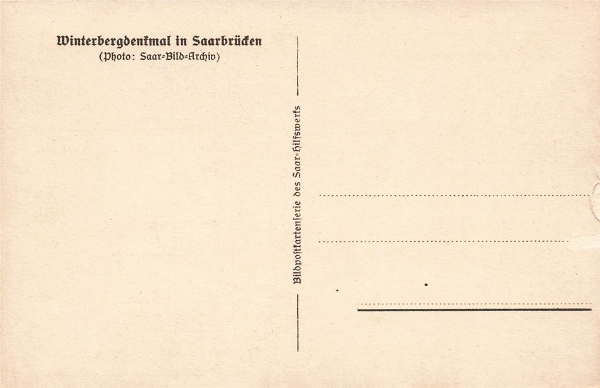 AK Saarbrücken (66111), Winterbergdenkmal, n. gelaufen