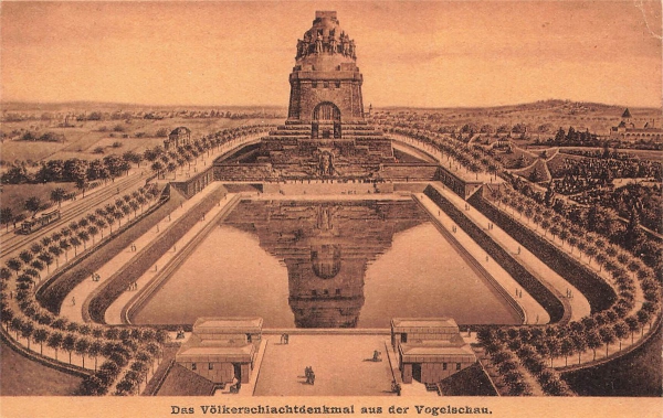 AK Leipzig (04103), Völkerschlachtdenkmal aus der Vogelschau, n. gelaufen