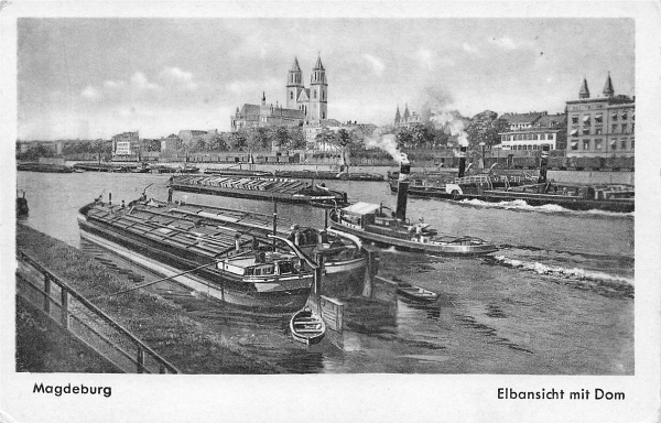 AK Magdeburg (39104), Elbansicht mit Dom, n. gelaufen