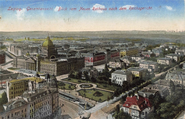 AK Leipzig  (04103) Neuen Rathaus n. Reichsgericht, gelaufen am 12.03.1918