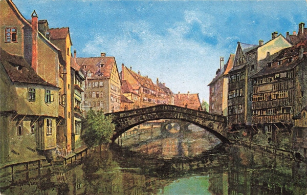 AK Nürnberg (90402), Fleischbrücke, n. gelaufen