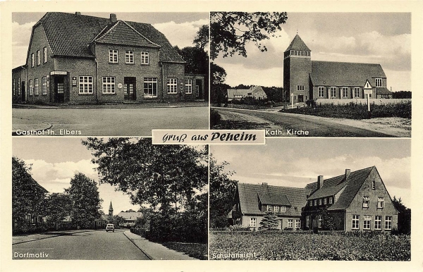 AK Peheim (49696), Mehrbildkarte, Ortsansicht, n. gelaufen