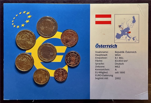 KMS - Österreich 2002 - KMS-Satz, "Euro-Umlaufmüznen", ("ungeöffnet")