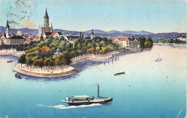 AK Konstanz (78462), Bodensee, gelaufen am 29.08.1926