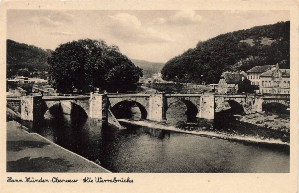 AK-Hann. Münden (34346), Alte Werrabrücke, gelaufen