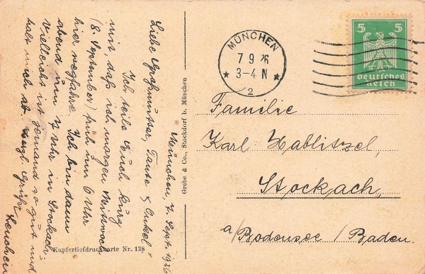 AK München (80331), Frauenkirche, gelaufen am 07.09.1926