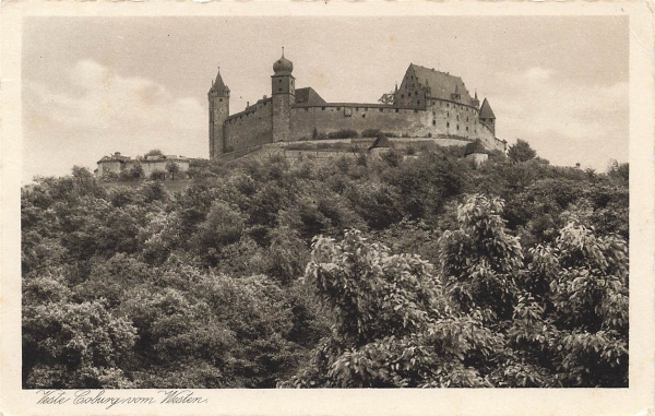 AK Coburg (96450), Weste  Coburg vom Westen, gelaufen am 22.06.1928