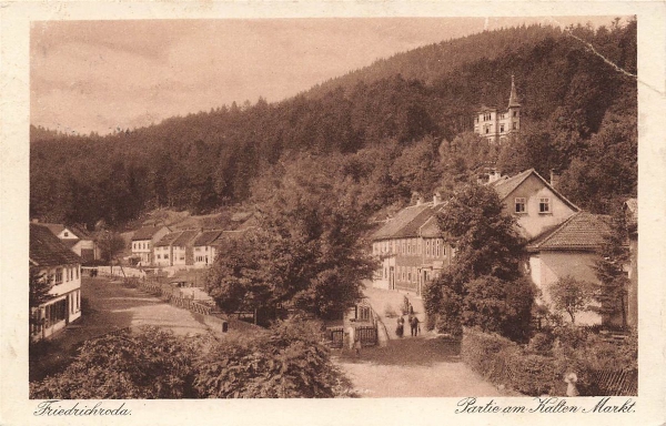 AK Friedrichroda (99894), Partie am Kalten Markt, gelaufen 25.06.1928