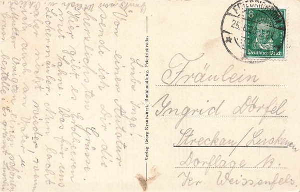 AK Friedrichroda (99894), Partie am Kalten Markt, gelaufen 25.06.1928