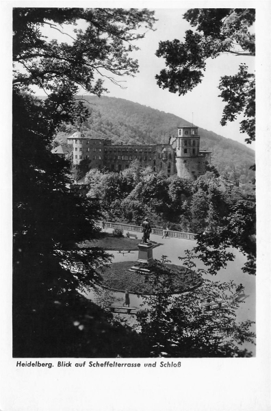 AK Heidelberg (06221), Blick aif Scheffelterasse, gelaufen 05.04.1943