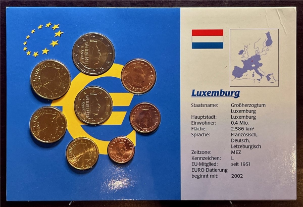 KMS - Luxemburg - KMS-Satz 2002, "Euro-Umlaufmüznen", ("ungeöffnet")