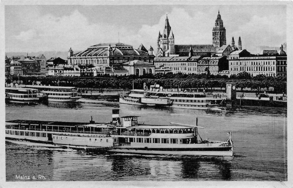 AK Mainz (55116), Am Rhein, n. gelaufen