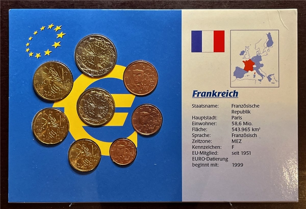 KMS - Frankreich - KMS-Satz, "Euro-Umlaufmüznen", ("ungeöffnet")