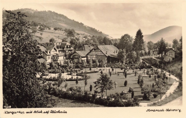 AK Nordrach (77787), Kurgarten mit Blick aufs Kurhaus, gelaufen 03.09.1934