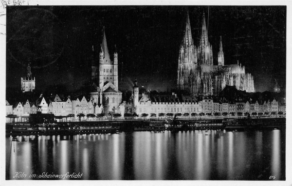 AK Köln (50667), Im Scheinwerferlicht, gelaufen 08.07.1936