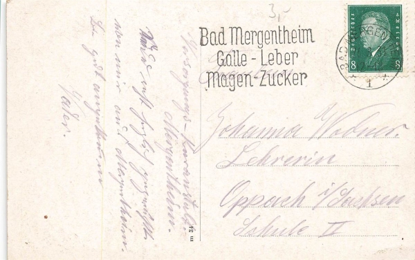 AK Bad Mergentheim (97980), Schloß, gelaufen 26.03.1931