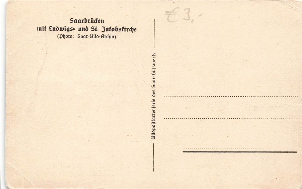 AK Saarbrücken (66111),mit Ludwig und St. Jakobskirche, n.  gelaufen
