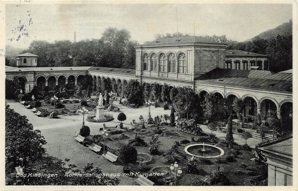 AK Bad Kissingen (97688), Konversationshaus mit Kurgarten, gelaufen 26.08.1935