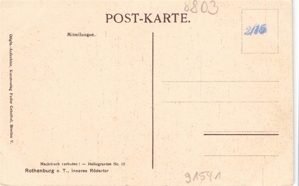 AK Rothenburg ob der Tauber (91541), Inneres Rödertor,  n. gelaufen