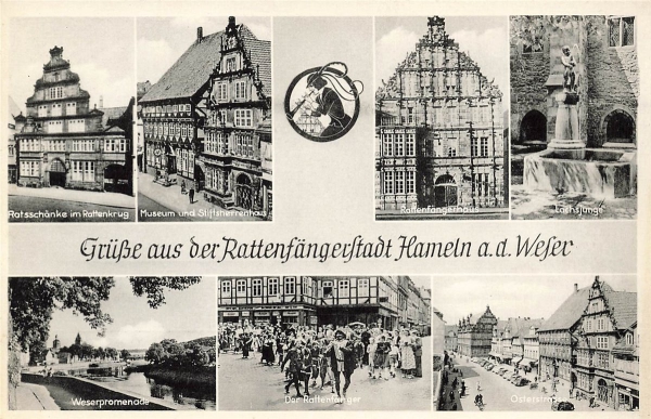 AK Hameln (31785), Stadtansicht, Mehrildkarte, n. gelaufen