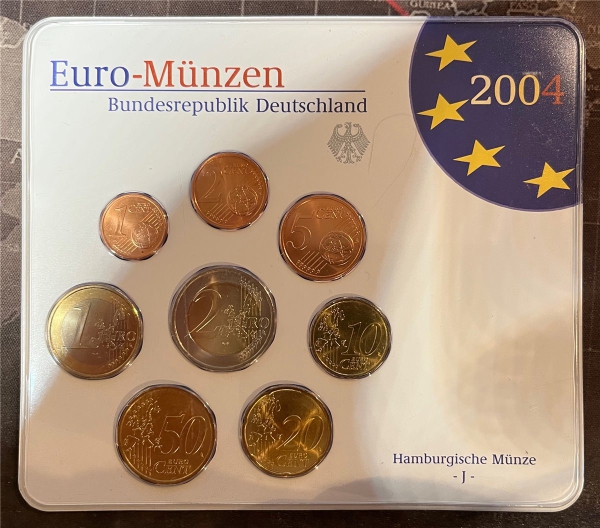 KMS - Deutschland - "EURO-Kursmünzen 2004, Hamburg  -J- "