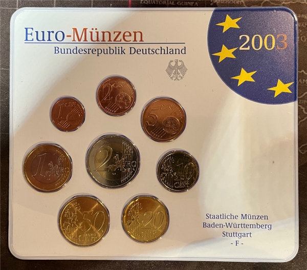 KMS - Deutschland - "EURO-Kursmünzen 2003, Stuttgart  -F- "