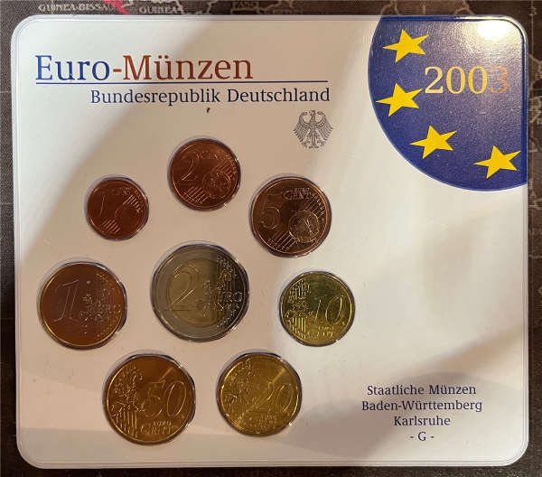 KMS - Deutschland - "EURO-Kursmünzen 2003, Karlsruhe  -G- "