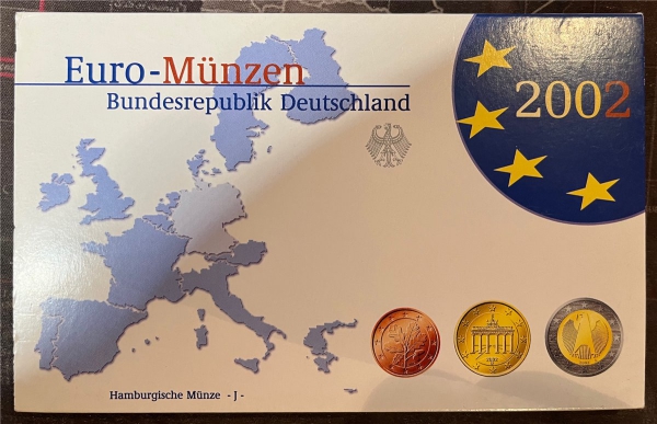 KMS - Deutschland - "Kursmünzensatz EURO 2002 - Haburg -J-"